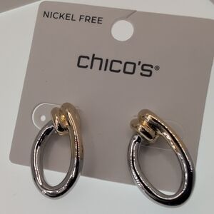 Chico's Gold and Silver Two-Tone Hoop Earrings